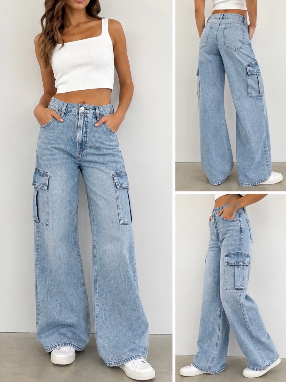 Aritzia Denim Forum Farrah Hi-Rise Wide Cargo Jeans Size 28